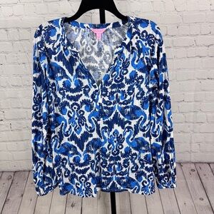 Lilly Pulitzer Women Resort Navy Beach Bathers Meg Top Size Small